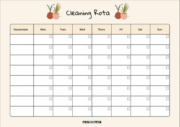 cleaning rota template