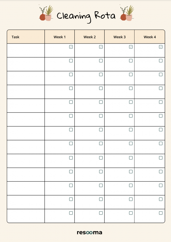 cleaning rota template