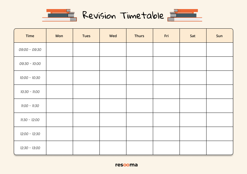Revision timetable template