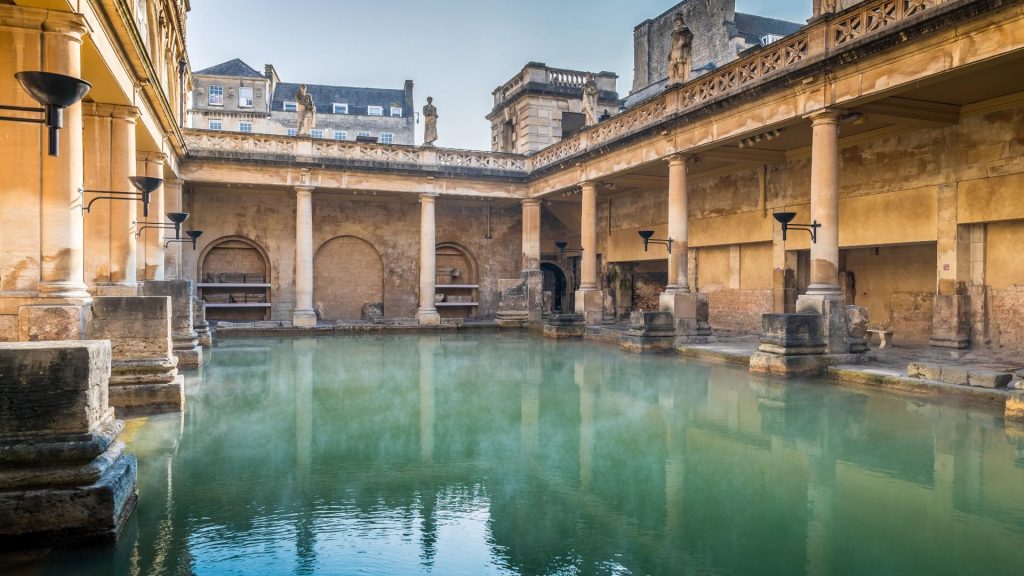 the roman baths in bath city centre